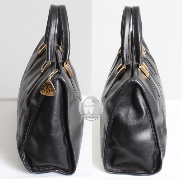 Morris Moskowitz Tote Bag Black Leather Satchel Retro Vintage 60s Handbag - Picture 6 of 13